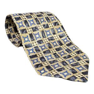 Ermenegildo Zegna Men's Silk‎ Necktie Blue Geometric Handmade In Italy 55” Long